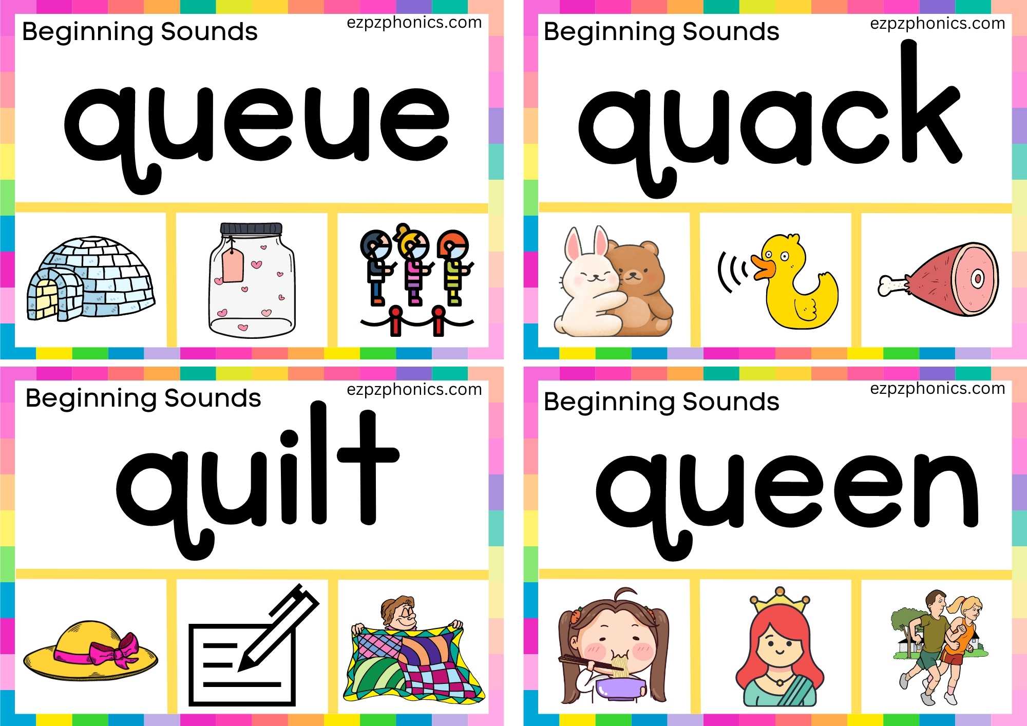 Letter Q Read The Word And Clip The Correct Image Clip Card Group 1